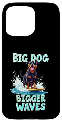 Cooler Rottweiler Surfhund Hülle für iPhone 15 Pro Max von Rottweiler Fun Designs