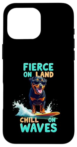 Cooler Rottweiler Surfhund Hülle für iPhone 16 Pro Max von Rottweiler Fun Designs