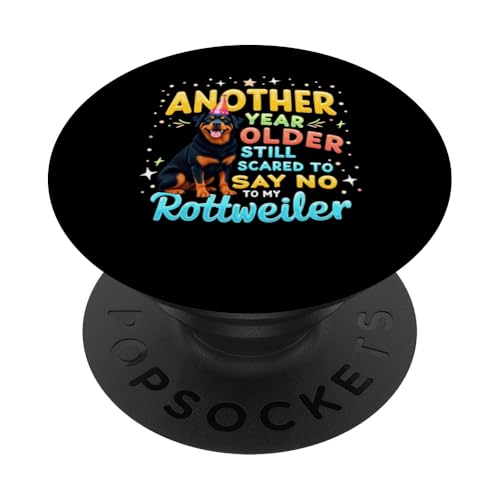 Lustiges Geburtstagsgeschenk Rottweiler Hund PopSockets Klebender PopGrip von Rottweiler Fun Designs