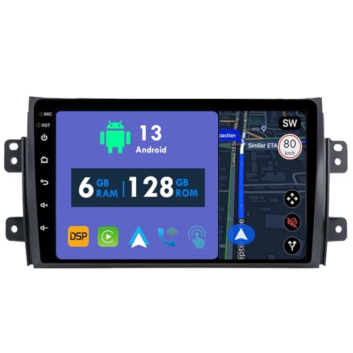 RoverOne Autoradio GPS für Suzuki SX4 1 2006-2014 für Fiat Sedici 189 2005-2014 Carplay Android Auto Stereo Head Unit Bluetooth Sat Navigation von RoverOne