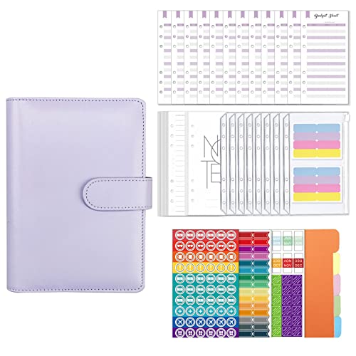 Roxvue A6 PU Leder Budget Mappen Abdeckung Mappen mit Spesen Budget Blatt zum AuffüLlen Von Bargeld und Budget Planer Lila von Roxvue