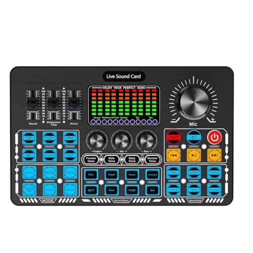 Roxvue Q6S Live Soundkarte Audio-Interface mit DJ-Mixer-Effekten und Voice-Changer-Audio-Mischpult für Streaming von Roxvue