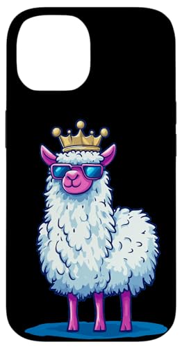 Bespectacled Llama King Grafik für einen skurrilen Look Hülle für iPhone 14 von Royal Llama with Crown