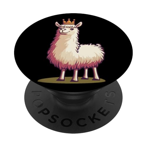 Gekröntes Lama-Logo für eine verspielte Stimmung PopSockets Klebender PopGrip von Royal Llama with Crown