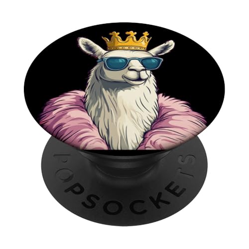 King Lama-Grafik für ein lustiges Statement PopSockets Klebender PopGrip von Royal Llama with Crown