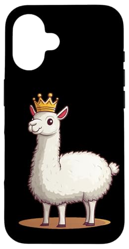 Regal Lama mit Krone für einen lachenden Twist Hülle für iPhone 16 von Royal Llama with Crown