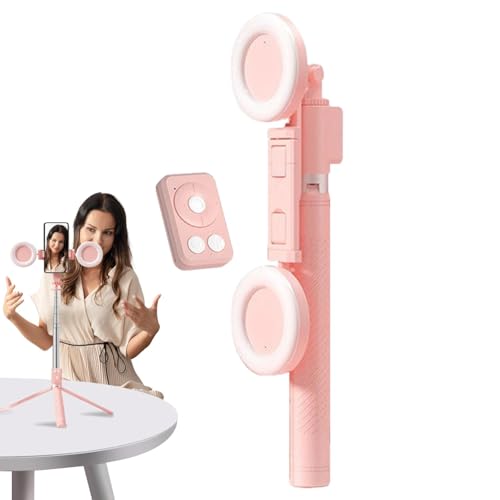 Selfie-Stick-Stativ mit Licht, Handy-Stativhalter, multifunktionaler Handy-Stativ, ausziehbares Stativ mit kabelloser Fernbedienung für Selfies, Live-Streaming, Make-up von Rproonay