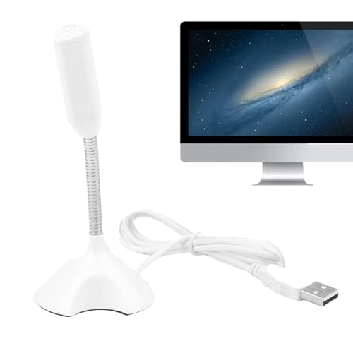 USB Mikrofon Computer, Plug and Play Desktop Mic, Kondensatormikrofon, Verstellbarer Ständer, Kompaktes Design, 103-120cm, Schwarz, Weiß, für Aufnahme, Spiele von Rproonay