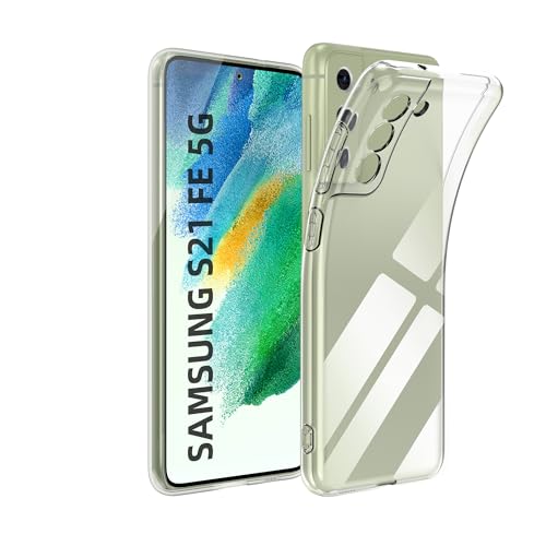 Ruayia Hülle für Samsung Galaxy S21 FE Durchsichtig, Stoßfest Handyhülle Samsung S21 FE Silikon, TPU Weiches Schutzhülle Transparent, Cover Nie Vergilbung Case-6,4 Zoll-Dünn Durchsichtig von Ruayia