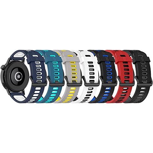 RuenTech 22MM Ersatz-Silikon-Armband für Coros Apex 2 Pro/Apex 2 Pro Kilian/Apex Pro/Apex 46mm, weiches und strapazierfähiges Silikon-Smartwatch-Band (7er Pack) von RuenTech