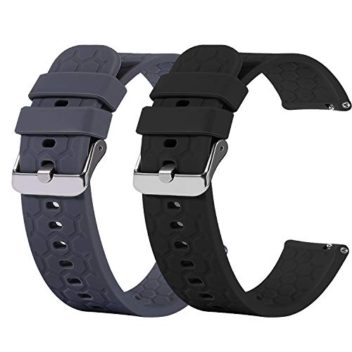 RuenTech Armband Kompatibel mit Umidigi Uwatch 2/Uwatch 2S/Uwatch 3S/Urun/Urun S/Uwatch 5 Armband Armbänder Silikon 22mm Ersatz Armband Band Ersatzband (schwarz&grau) von RuenTech