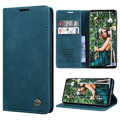 RuiPower Schutzhülle für Samsung Galaxy S10 4G, Leder, Premium-PU-Schutzhülle, Brieftasche [Magnet] [Kartenfach] [Standfunktion] Schutzhülle für Samsung S10, Blau/Grün von RuiPower