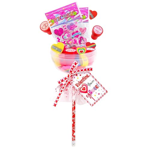 Rukjmqi Valentinstag-Briefpapier-Set, Valentinstag-Briefpapier mit Karte - Klassenzimmer-Austausch-Partygeschenk-Briefpapier - Valentine Kids Briefpapier-Set für Kinder, Kleinkinder, Mädchen, von Rukjmqi