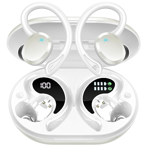 Bluetooth Kopfhörer Kabellos Sport, Wireless Earbuds mit Hi-Fi Stereo, Noise Cancelling Mic, In Ear Ohrhörer mit Bügel, USB-C Schnellaufladung, LED Ladebox, IP7 Wasserdicht Headphones für Android iOS von Rulefiss