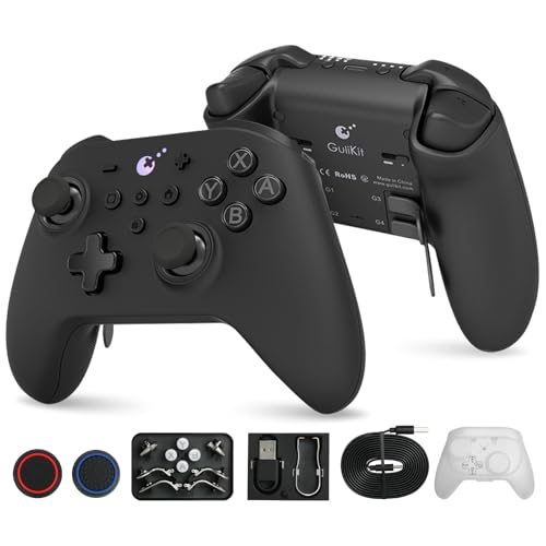 No Drift Stick GuliKit KK3 Max Bluetooth Controller, Kingkong 3 Max Wireless Controller für Switch/Switch OLED, Hall Effekt Joystick/Auslöser, Maglev/Rotor/HD-Vibration, Hyperlink Adapter (Schwarz) von RunSnail