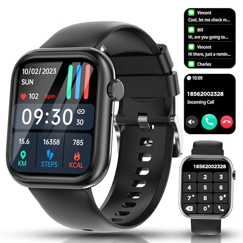 Smartwatch Damen Herren, 1,83“ HD Touchscreen Smart Watch mit Telefonfunktion, Fitness Tracker mit 130+ Sportmodi, Herzfrequenz SpO2 Schlaf Monitor, Schrittzähler Uhr Damen, Fitnessuhr für iOS Android von Ruopoem