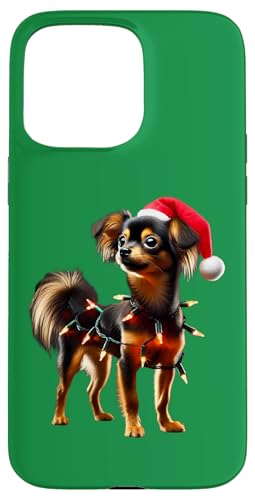 Hülle für iPhone 15 Pro Max Russisches Spielzeug Hund Weihnachtsmannmütze Weihnachtsbeleuchtung Besitzer Mama Papa von Russian Toy Dog Christmas Products