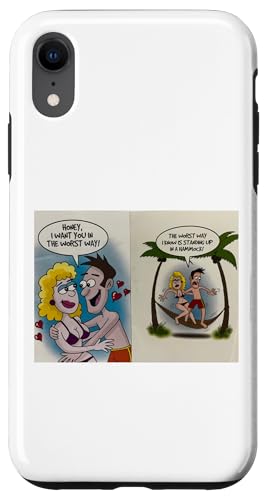 Hülle für iPhone XR Ich will dich auf die schlimmste Art... In einer Hängematten-Karikatur von Rusty Warren Knockers Up