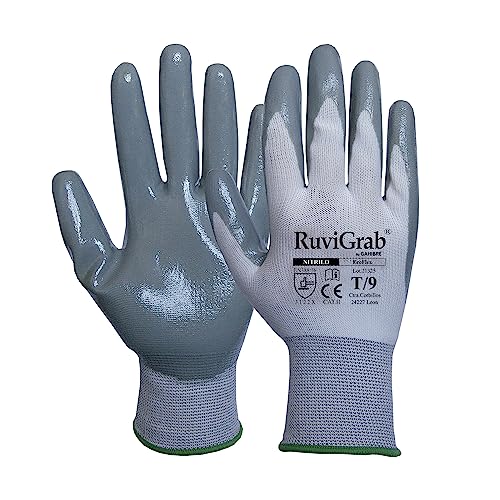 Ruvigrab Handschuh, Textilunterstützung, Nitril-Beschichtung, Grau von Ruvigrab