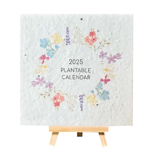 Pflanzbarer Kalender für den Schreibtisch, pflanzbarer Samen-Schreibtischkalender 2025 mit Staffelei, ein einzigartiges Blumendesign für Pflanzenliebhaber und Öko-Enthusiasten als - oder Büro von Ruwshuuk