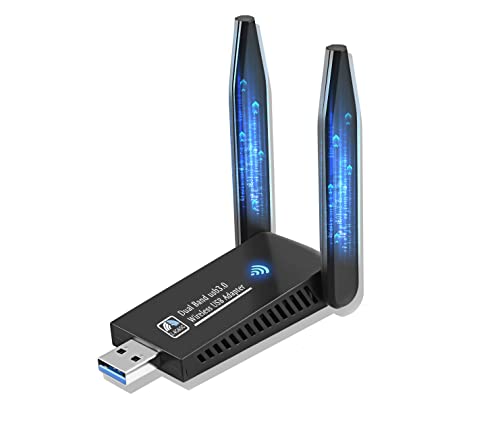 AC1300 USB WLAN Stick für pc, High Gain Dualband WLAN Adapter pc with high gain Antennas, MU-MIMO WLAN Adapter PC with 2 x 5dBi Antenna, WLAN USB Stick für pc Compatible with Windows 11/10/8.1/8/7 von RyuuOto