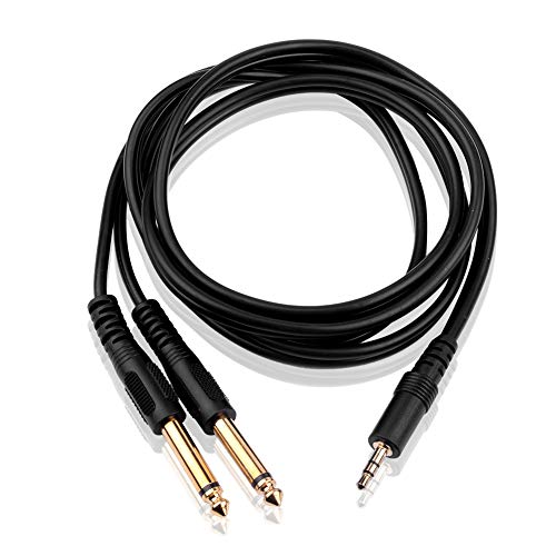 S SIENOC 1,5M Stereo 3.5mm Klinke auf Dual 6.35mm Mono Y AudioKabel Geflochten 6.35mm Klinkenstecker auf 3.5mm Klinke Audio Splitter Kabel Digital Interface Instrument Kabel von S SIENOC