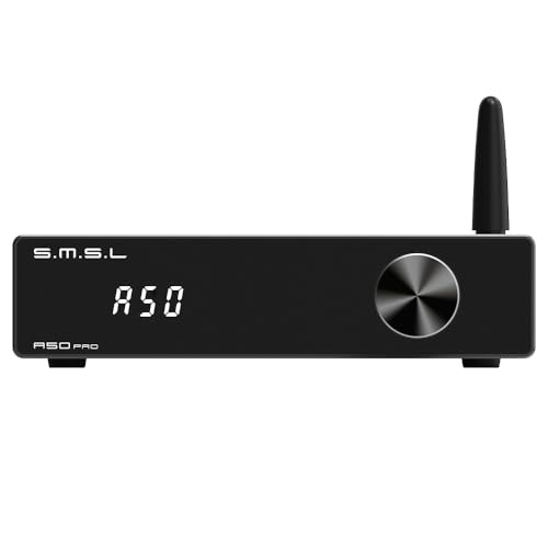 S.M.S.L A50Pro Verstärker,LPF&HPF,2.1 Kanal Audio Verstärker,100W Bass Ausgangsleistung, HiFi Bluetooth 5.0 Stereo Audio Verstärker,Unterstützt HDMI (ARC),Passiver Subwoofer,MA12070P*2 Chip von S.M.S.L