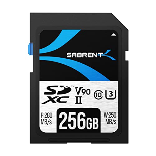 SABRENT SD Karte 256GB v90, sdxc Card uhs ii, SD Speicherkarte Class 10, u3, R280MB/s W250MB/s Full HD Ultra 8K (SD-TL90-256GB) von SABRENT