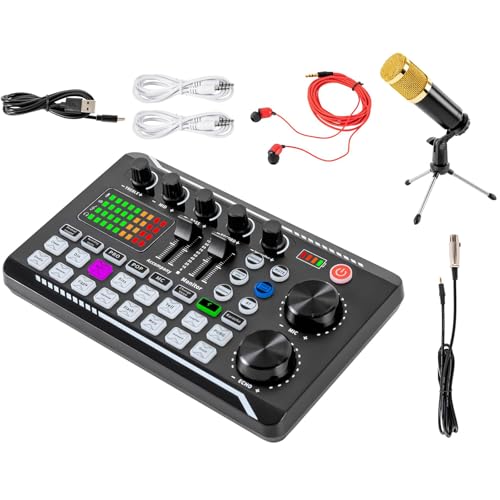 SABUIDDS Professioneller Audio Mixer mit Mikrofon Mischpulte, Mehreren Soundeffekten, Kompatibel mit PC und Mac, Mobiltelefone, Soundboard für Aufnahme, Spiele, Podcasts, DJs von SABUIDDS