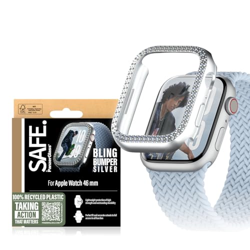 SAFE by PanzerGlass® Bumper Case für Apple Watch 45 mm, Silber Bling Schutz, dünne Passform, Hülle aus leichtem TPU, Kratz- und stoßfest von SAFE BY PANZERGLASS