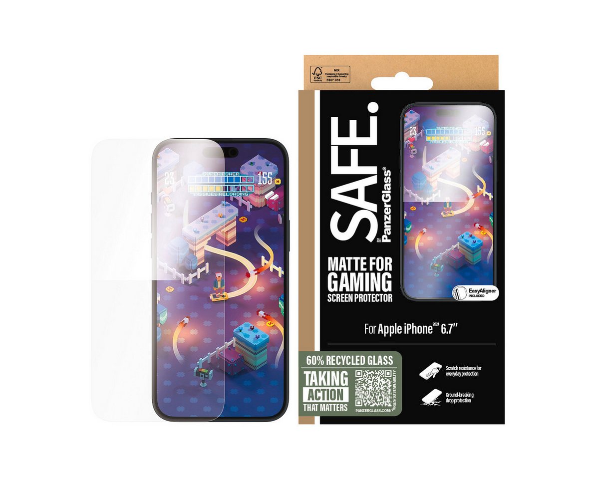 SAFE by PanzerGlass Displayschutzglas Matte for Gaming Screen Protection für Apple iPhone 15 Plus, Apple iPhone 16 Plus, 1 Stück, Displayschutzfolie, Schutzfolie, Bildschirmschutz, kratz- & stoßfest von SAFE by PanzerGlass