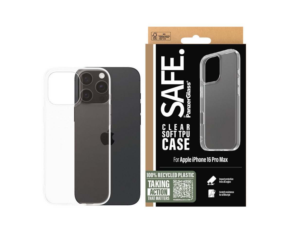 SAFE by PanzerGlass Handyhülle Soft TPU Case für Apple iPhone 16 Pro Max, Backcover, Schutzhülle, Handyschutzhülle, Case, Schutzcase, stoßfest von SAFE by PanzerGlass