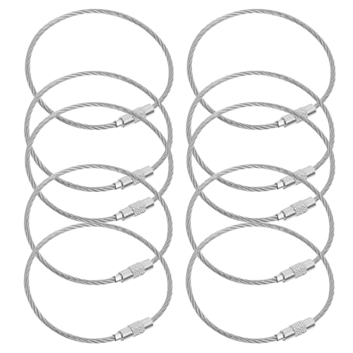 SAFIGLE 10st Schlüsselanhänger Aus Draht Twist-barrel-schlüsselanhänger Kabelschlüsselanhänger Aus Edelstahl Schlüsselanhänger Aus Edelstahldraht Schraubringhalter Rostfreier Stahl Silver von SAFIGLE