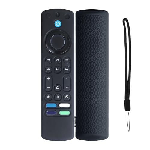 Silikon-Fernbedienungshülle für Fire TV 4K Stick max, Ersatz-Fernbedienungshülle mit Lanyard, Schutzhülle Skin Sleeve (Schwarz) von SAMTN