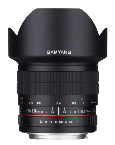 Samyang 10 mm F2.8 ED AS NCS Ultra-Weitwinkelobjektiv für Nikon Digital SLR-Kameras mit AE-Chip für Auto-Messung (SY10MAF-N), Schwarz von SAMYANG