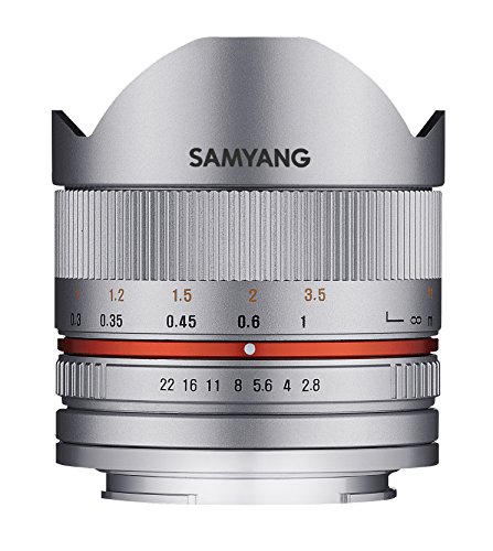 Samyang 8/2,8 Objektiv Fisheye II APS-C Sony E manueller Fokus Fotoobjektiv, Superweitwinkelobjektiv silber von SAMYANG