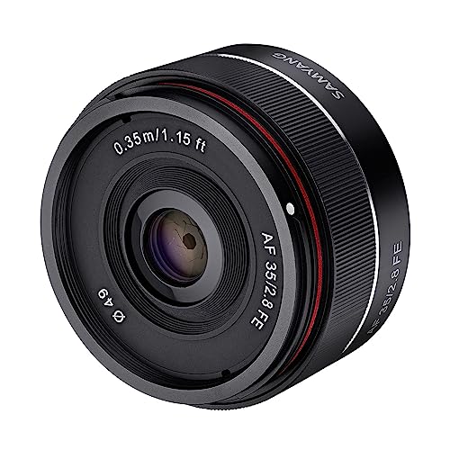 Samyang AF 35mm F2,8 FE für Sony E-Mount Vollformat & APS-C, Pancake Weitwinkelobjektiv mit 63,1° Bildwinkel & schnellem Autofokus, Festbrennweite für Sony E Mount Alpha A7C, A7C II, A7C R, A7 III von SAMYANG