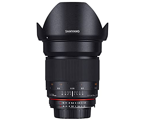 Samyang MF 24mm F1.4 für Nikon F AE - ultralichtstarkes Normalobjektiv, Vollformat & APS-C Sensor geeignet, hochwertige asphärische Glaslinsen, inkl. Tasche, Schutzdeckel & Gegenlichtblende von SAMYANG