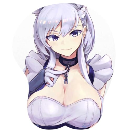 SANCOLYN-Anime Azur Lane Belfast 3D Mauspad mit Handgelenkauflage Gaming Mauspads Rutschfestes Mauspad 3D Mauspads 3D Ergonomisches Mauspad von SANCOLYN