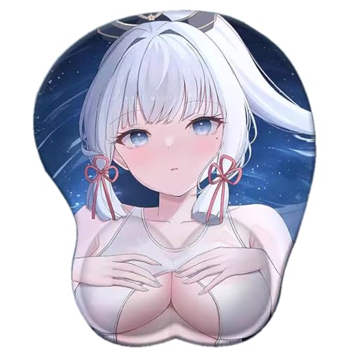 SANCOLYN-Anime Kamisato Ayaka 3D Mauspad mit Handgelenkauflage Gaming Mauspads Rutschfestes Mauspad 3D Mauspads 3D Ergonomisches Mauspad von SANCOLYN