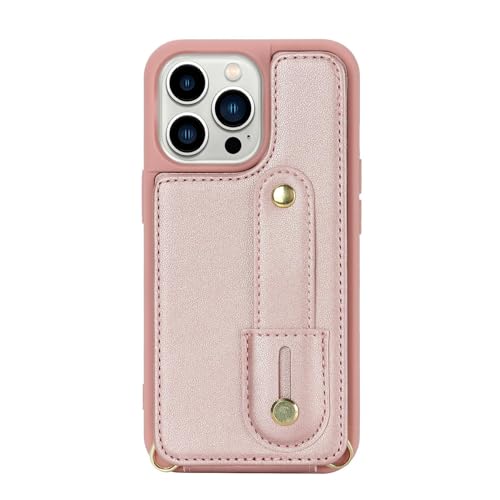 SANCOLYN Hülle Für iPhone 15/15 Pro/15 Plus/15 Pro Max PU Leder Mobiltelefon Tasche Anti-fingerabdruck Case Geldbörse Kartenfach Hülle Magnetverschluss Handytasche (Pink,15) von SANCOLYN