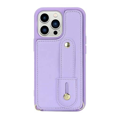 SANCOLYN Hülle Für iPhone 15/15 Pro/15 Plus/15 Pro Max PU Leder Mobiltelefon Tasche Anti-fingerabdruck Case Geldbörse Kartenfach Hülle Magnetverschluss Handytasche (Purple,15 Plus) von SANCOLYN