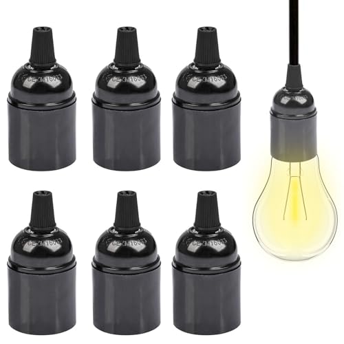 6 Stück Fassung E27, E27 Vintage Solid Lampenfassung, Wasserdichte Lampenfassung E27,Fassung e27 zum Aufschrauben, Edison Retro Schraube Glühbirne Adapter für DIY Tischlampe Stehlampe von SANKESONG