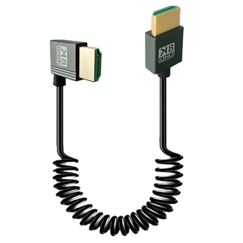 SANRLO 8K HDMI-kompatibles 2.1-Spiralkabel, 0,9 m, schnelle Geschwindigkeit, 48 Gbit/s, Übertragung, dehnbar, für Gaming-Fotografie-Ausrüstung von SANRLO