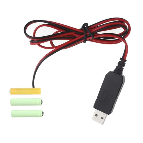 SANRLO USB 5 V 2 A auf 4,5 V 1 A Batterie-Stromkabel, Batterie-Eliminator-Leitung, ersetzt 3 x 1,5 V LR03-Batterien für Spielzeug-Fernbedienung von SANRLO