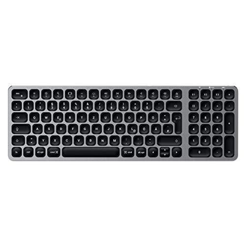 SATECHI Kompakte Kabellose Bluetooth Tastatur mit Hintergrundbeleuchtung – Bluetooth 5.0 & Multi-Device-Sync – Kompatibel mit 2020/2018 MacBook Air, iPad Pro, MacBook Pro (Deutsch) von SATECHI