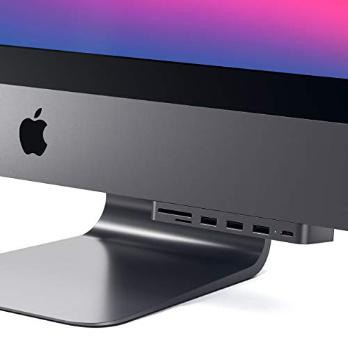 SATECHI USB-C Clamp Hub Pro mit USB-C Datenanschluss, USB-A 3.0 Daten, Micro/SD Kartenleser – Für 2020/2019 iMac & iMac Pro. Passt Nicht auf 2021 iMac M1 (Space Grau) von SATECHI