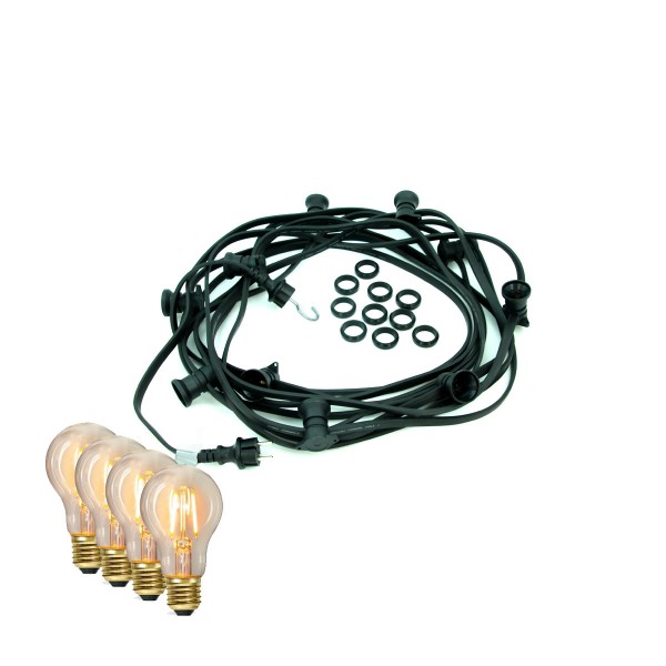 ILLU-Lichterkette BLACKY - 40m - 40 x E27 - IP44 - warmweiße EDISON... von SATISFIRE