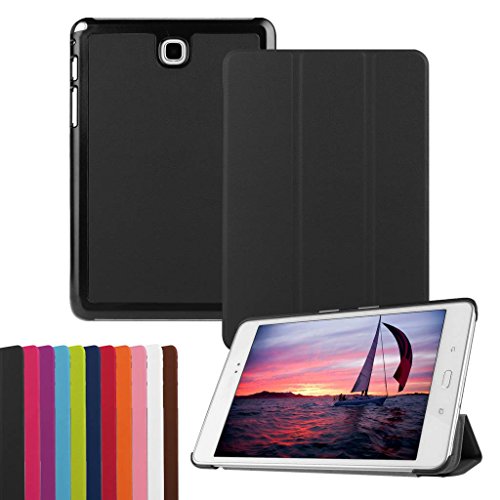 SATURCASE Samsung Galaxy Tab A 8.0 Hülle, PU Leder Flip Umklappbar Foliant Standfunktion Schützend Tablet Tasche Hülle Schutzhülle Tablethülle für Samsung Galaxy Tab A 8.0 SM-T350 (Schwarz) von SATURCASE