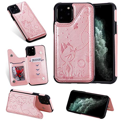 SATURCASE Schutzhülle für Apple iPhone 11 Pro 14,7 cm (5,8 Zoll), PU-Kunstleder, mit Magnetschnalle, Standfunktion, Kartenfächer, Schutzhülle für Apple iPhone 11 Pro 14,7 cm (5,8 Zoll) rose gold von SATURCASE